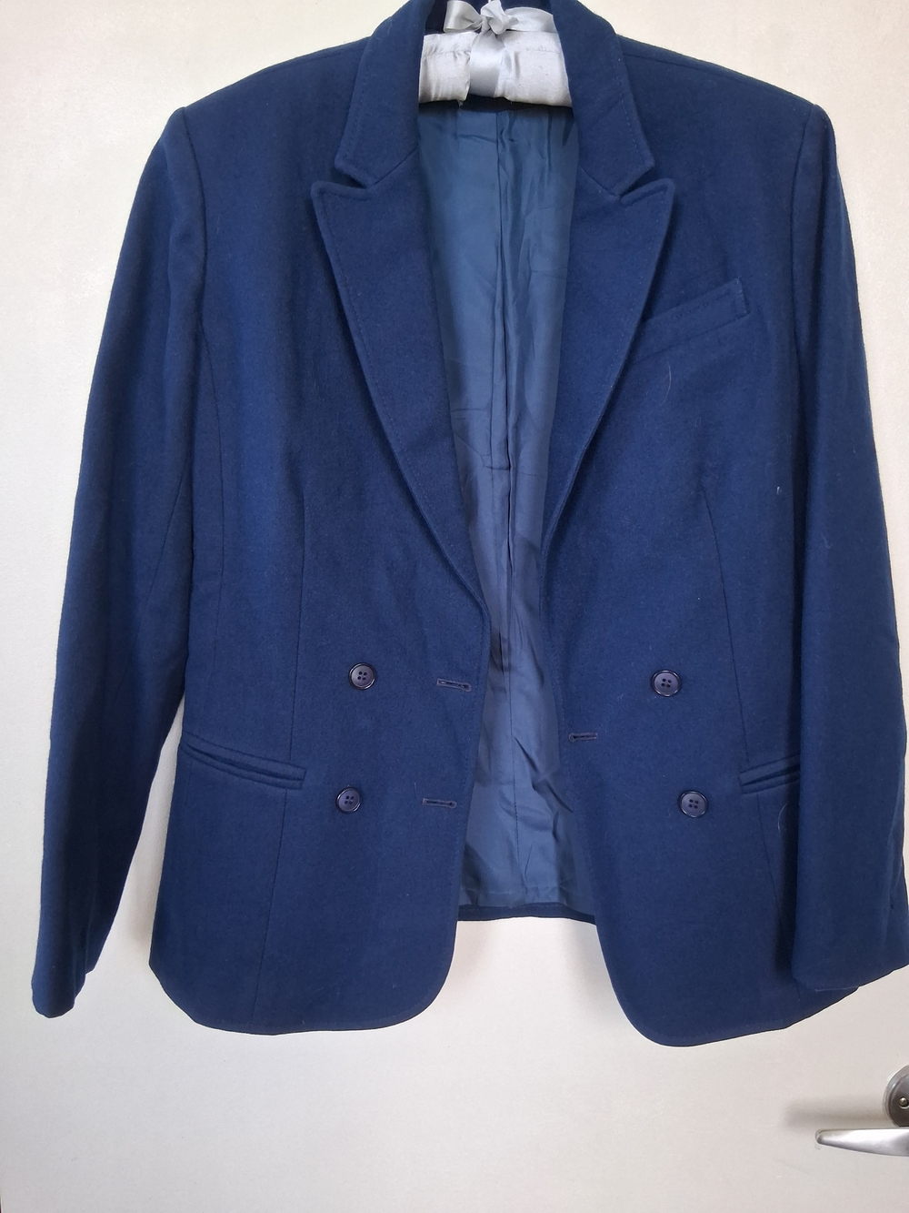 Navy Double-Breasted Wool Blazer